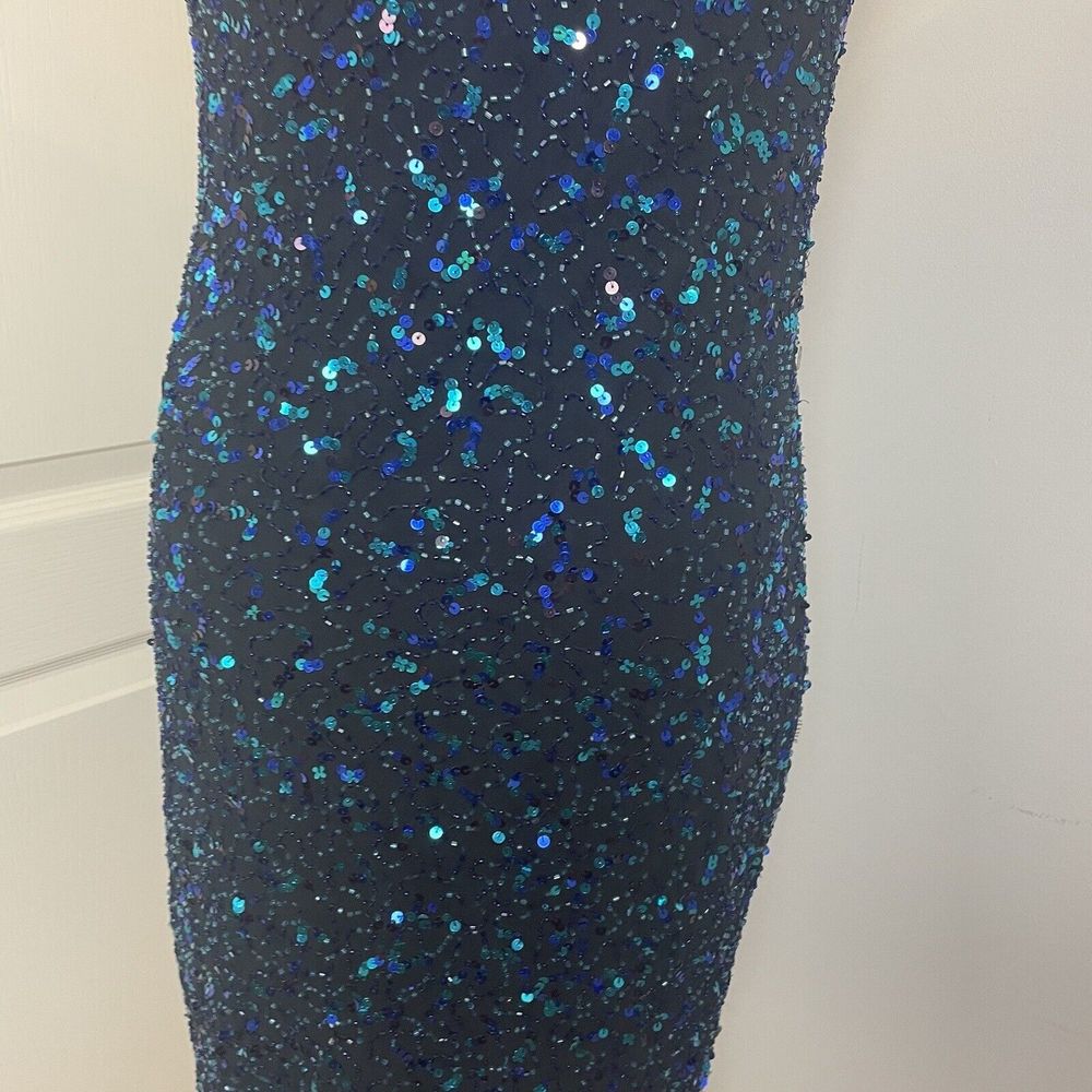Y2K 00s George Size 12 Cowl Sequin Dress Green Black Festive Xmas - Picture 8 of 13
